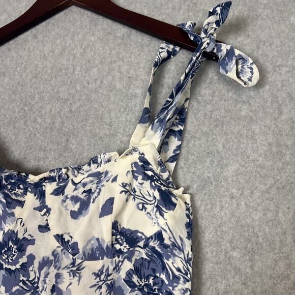 O.P.T White Blue Toile de Jouy Floral Midi Dress Size 8 - Picture 5 of 10